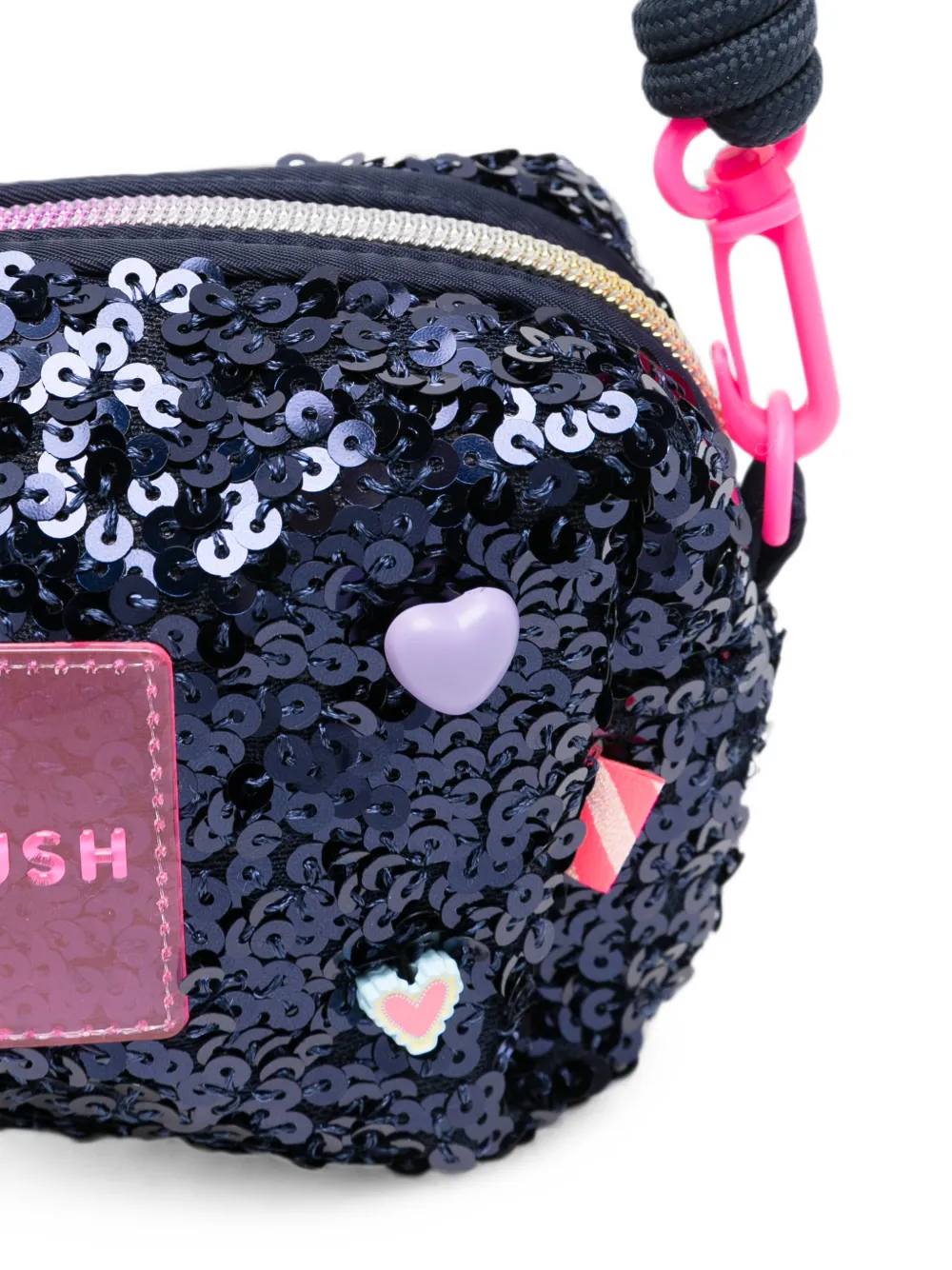 Billieblush sequin-embellished logo-patch shoulder bag Blauw
