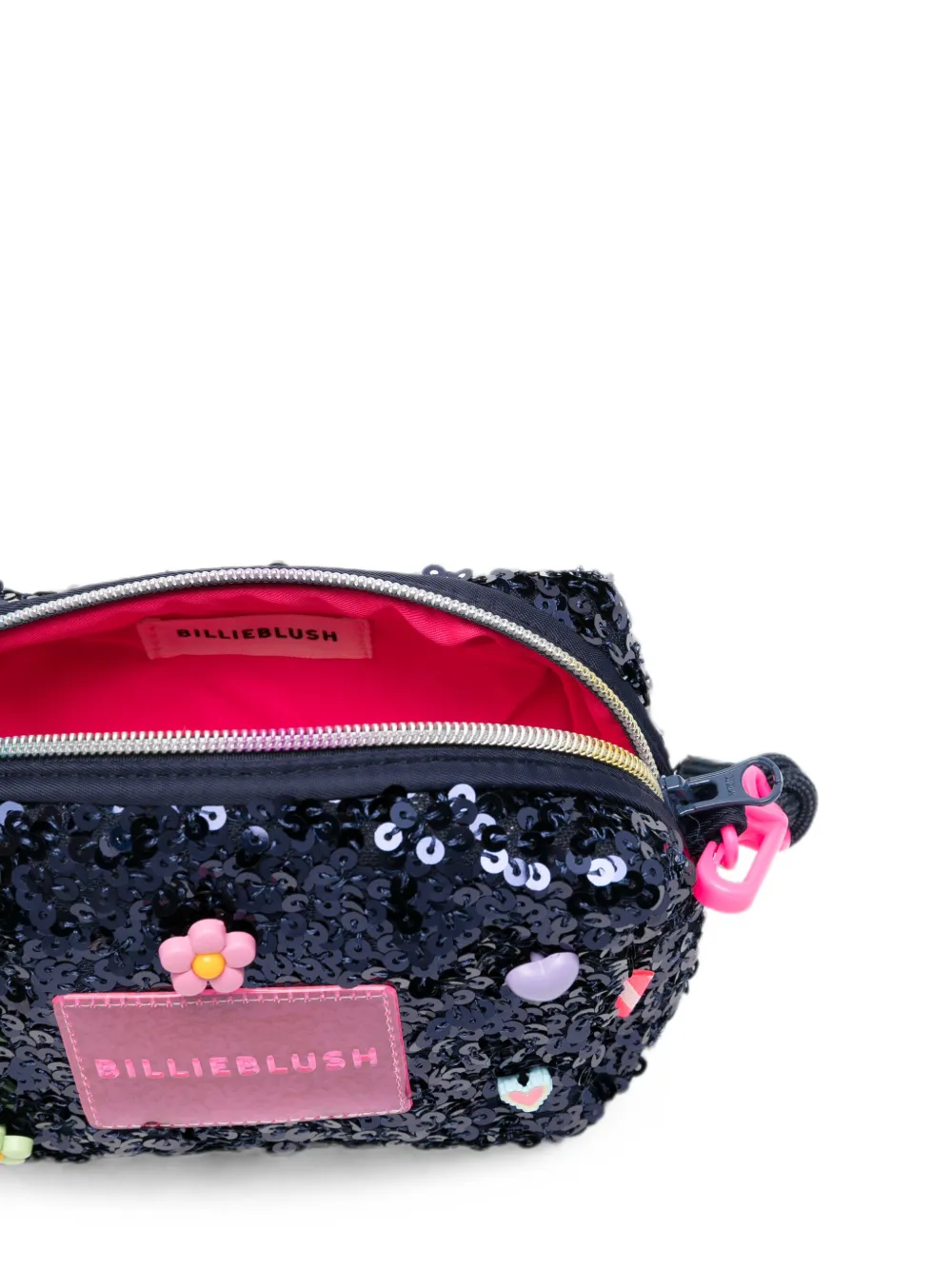 Billieblush sequin-embellished logo-patch shoulder bag Blauw