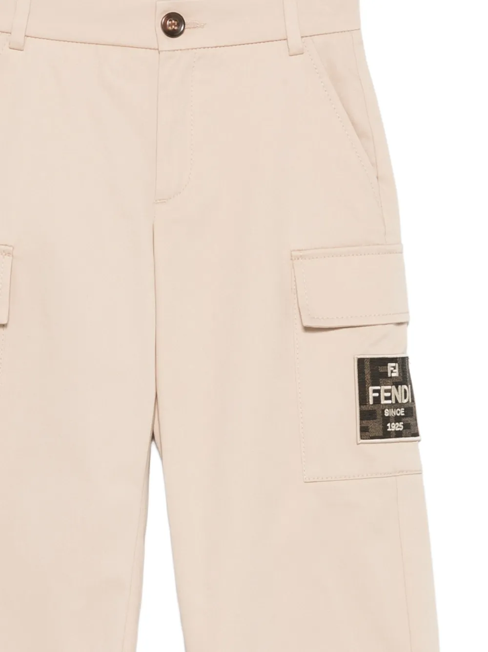 Fendi Kids logo-patch cargo pants Beige