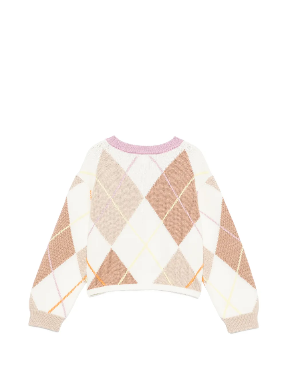Fendi Kids Gebreid vest met FF-intarsia en argyle-patroon Beige