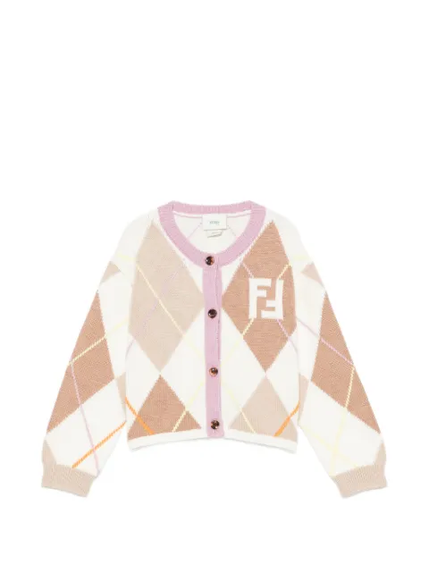 Fendi Kids argyle-pattern FF-logo cardigan