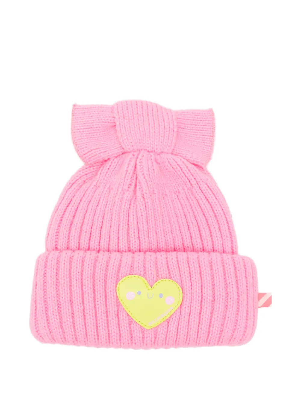 Billieblush bow-detail heart-patch beanie hat - Rosa