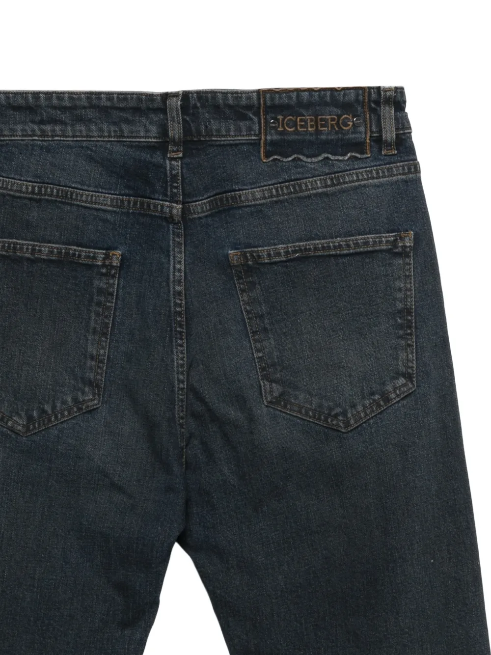 Iceberg Straight jeans met logoplakkaat Blauw
