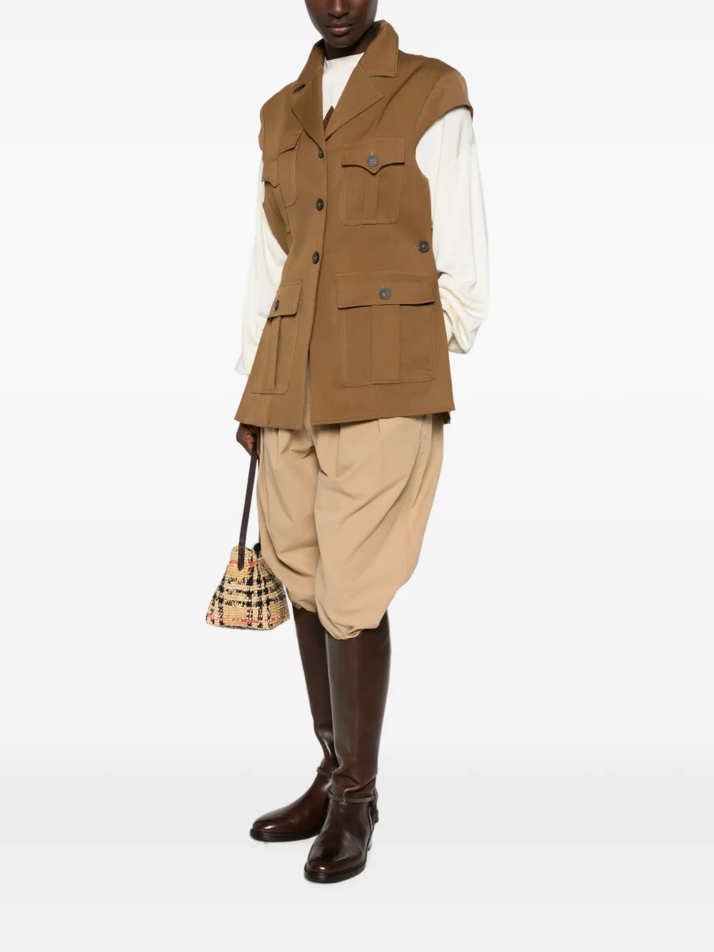 Erika Cavallini Malik gilet met knopen Bruin