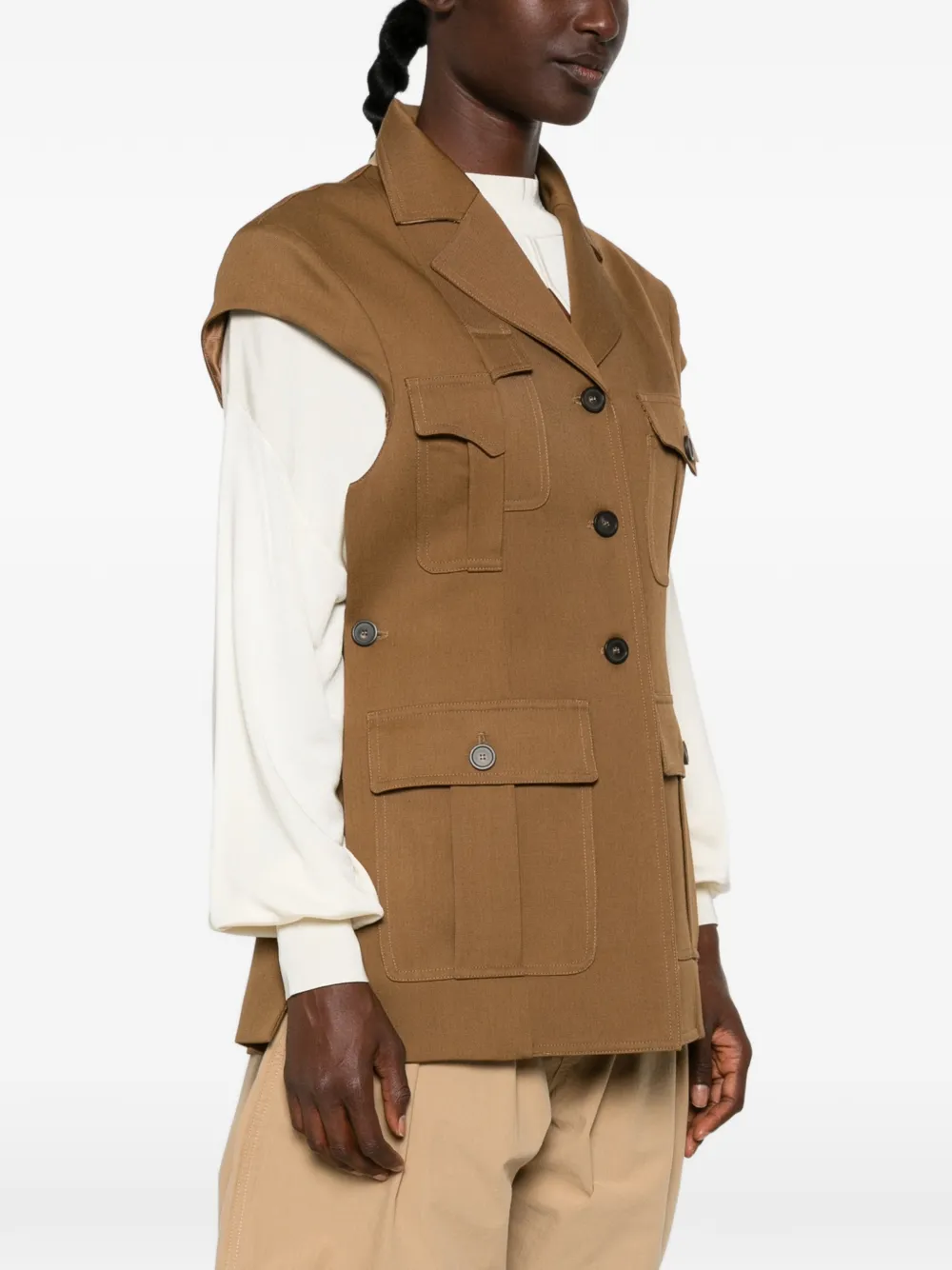 Erika Cavallini Malik gilet met knopen Bruin