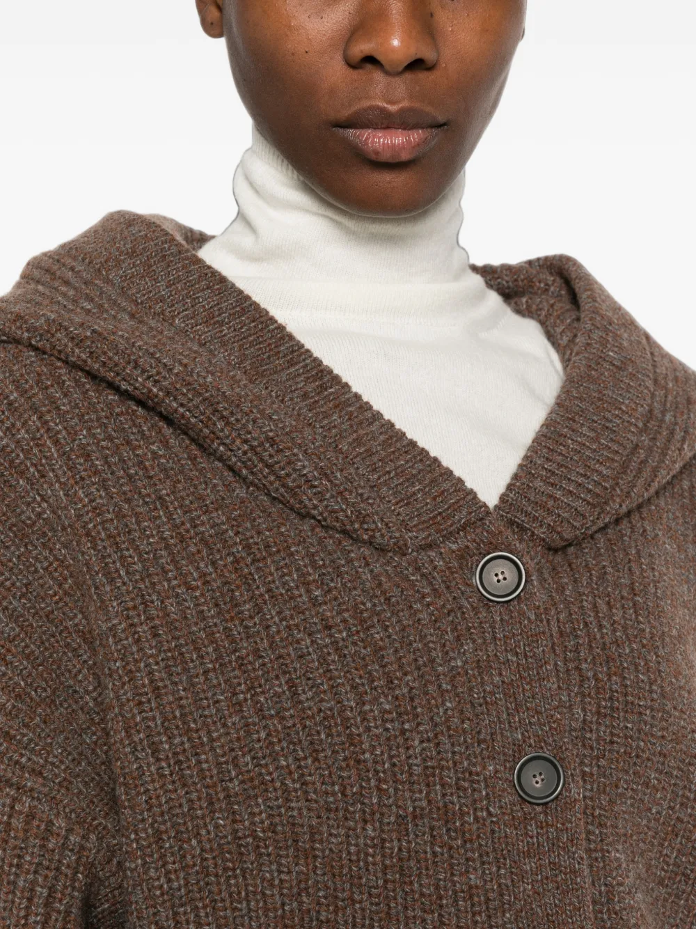 Erika Cavallini Donato ribgebreid vest met capuchon Bruin