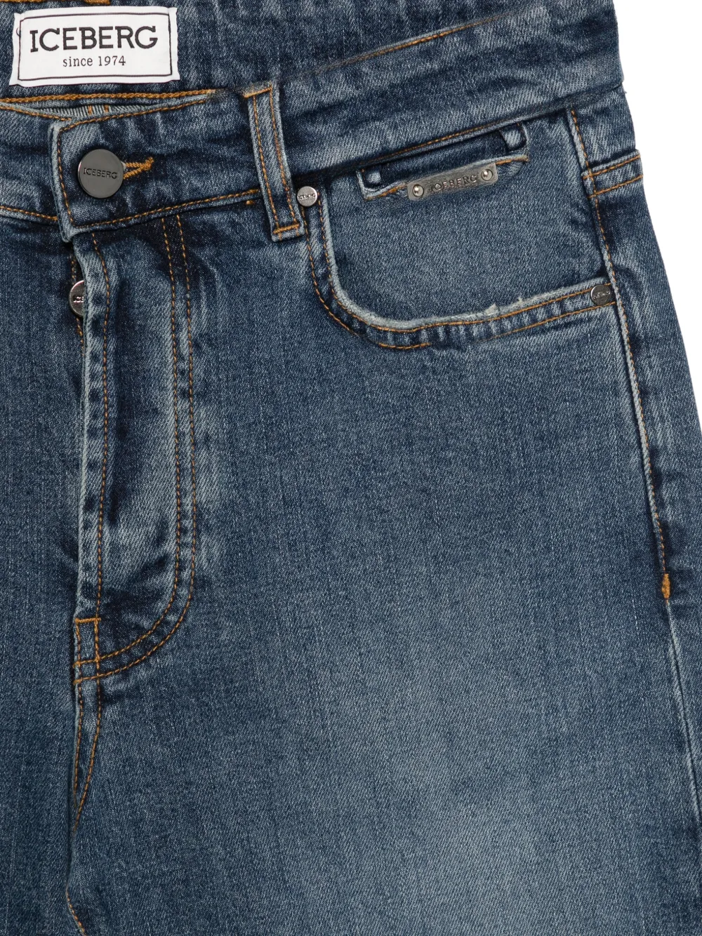 Iceberg logo-plaque straight-leg jeans Blauw