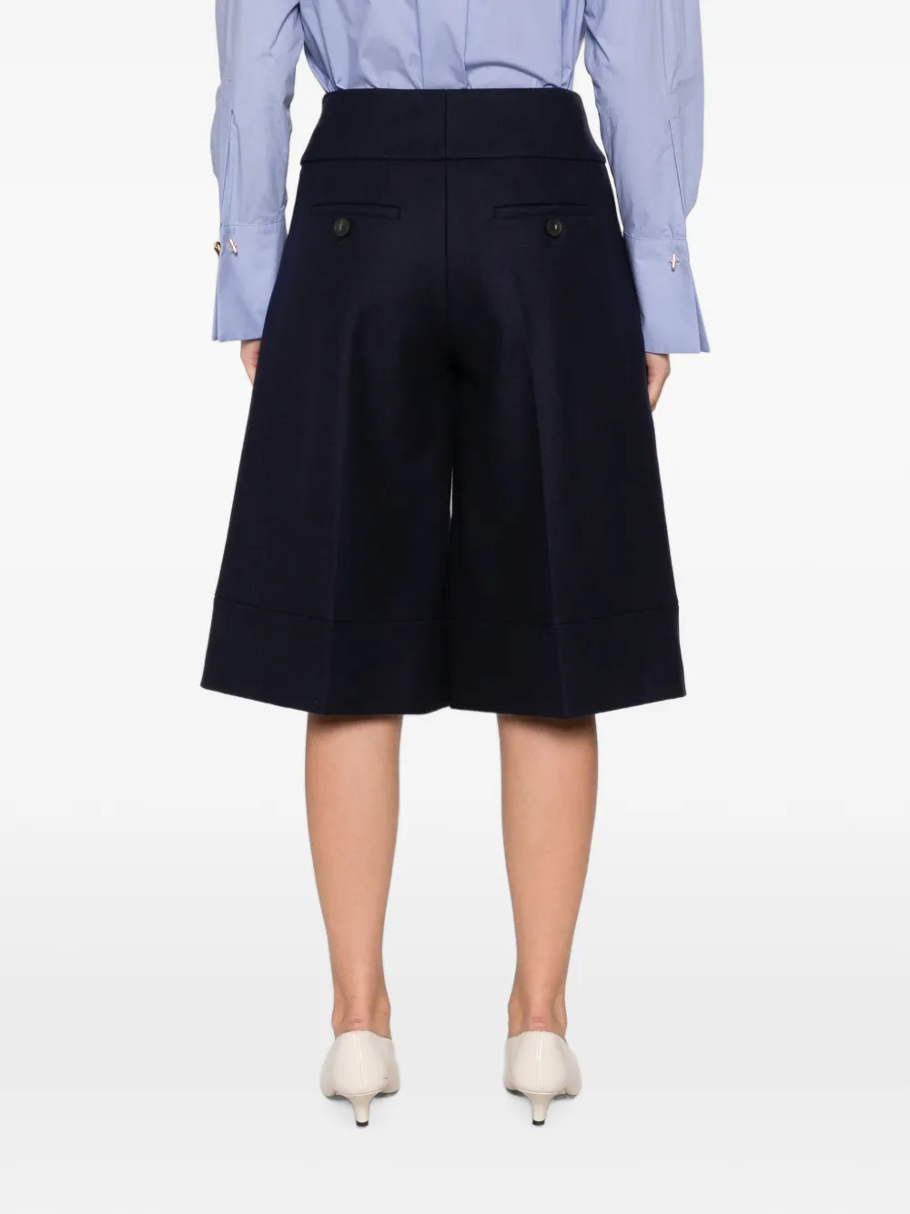Erika Cavallini Shorts met wijde pijpen en knoopsluiting Blauw