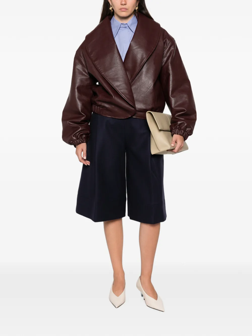 Erika Cavallini Shorts met wijde pijpen en knoopsluiting Blauw