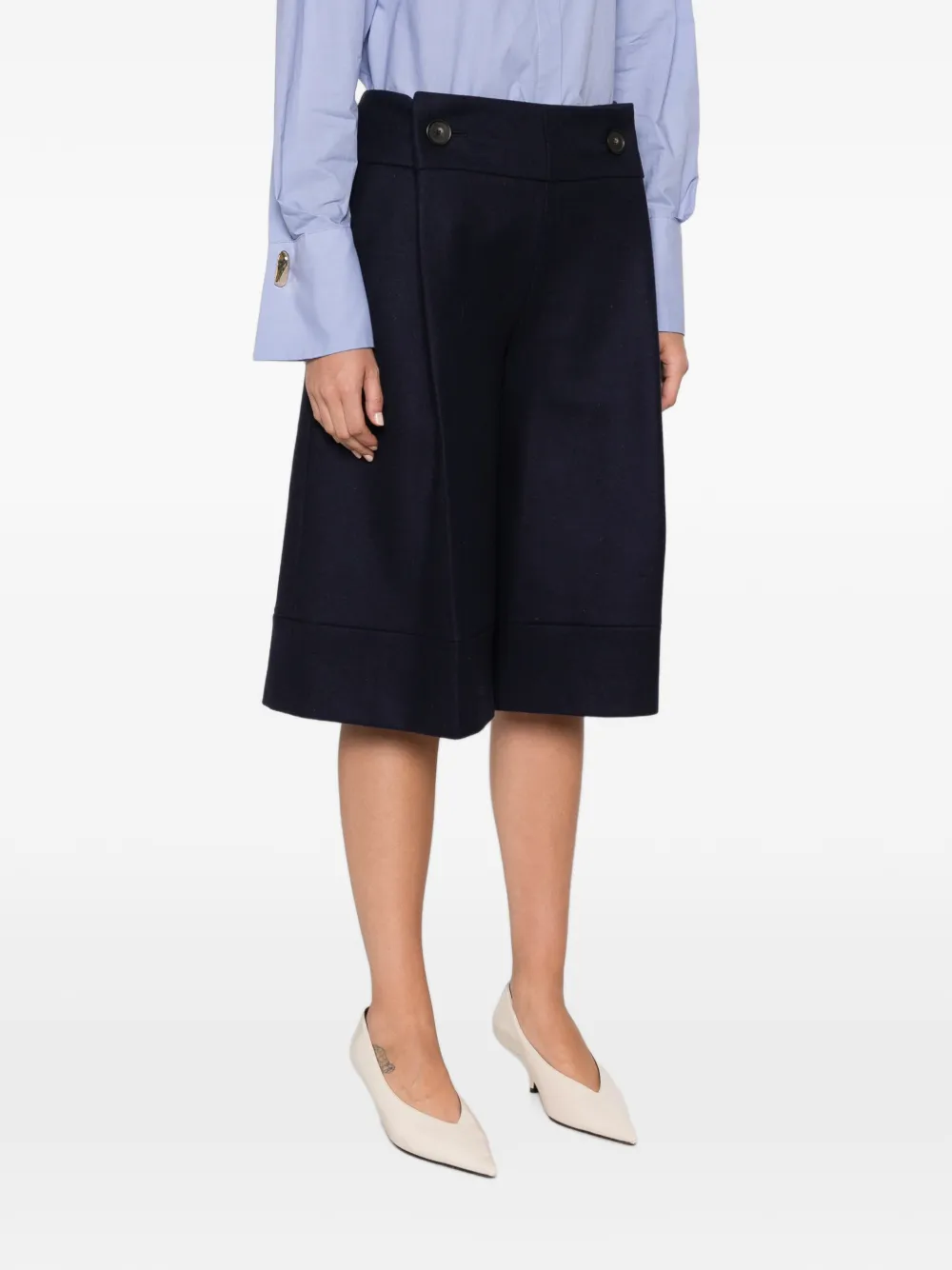 Erika Cavallini Shorts met wijde pijpen en knoopsluiting Blauw