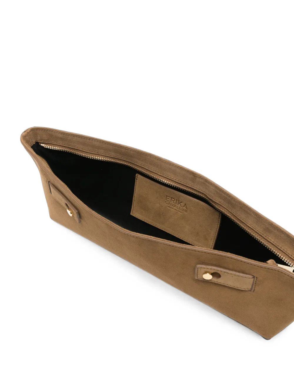 Erika Cavallini suede clutch bag Bruin