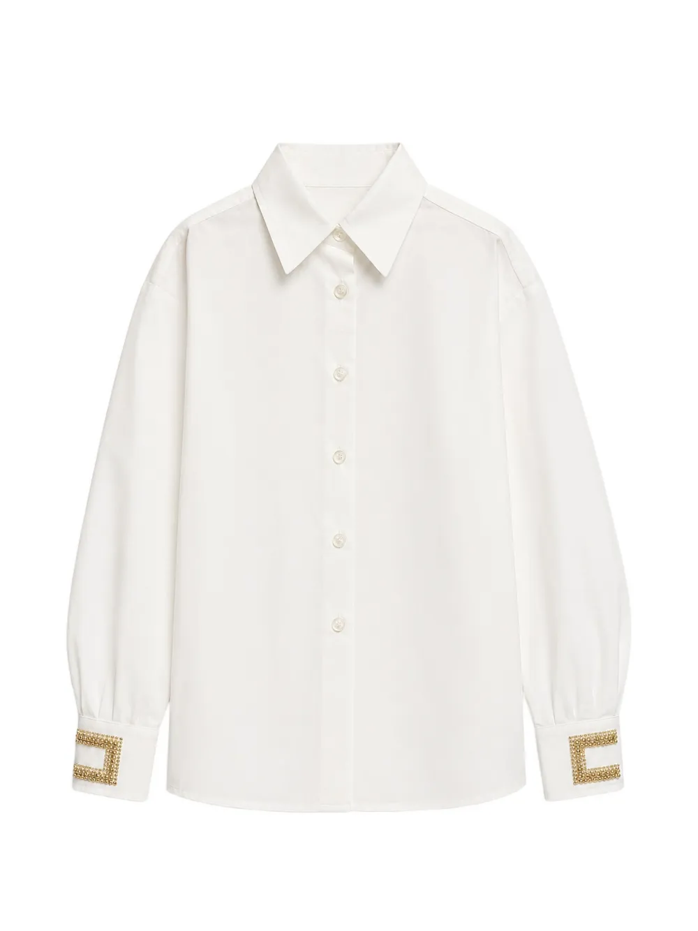 Elisabetta Franchi La Mia Bambina bead-embellished long-sleeve shirt - Bianco