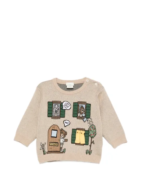 Fendi Kids suéter tejido en intarsia con botones