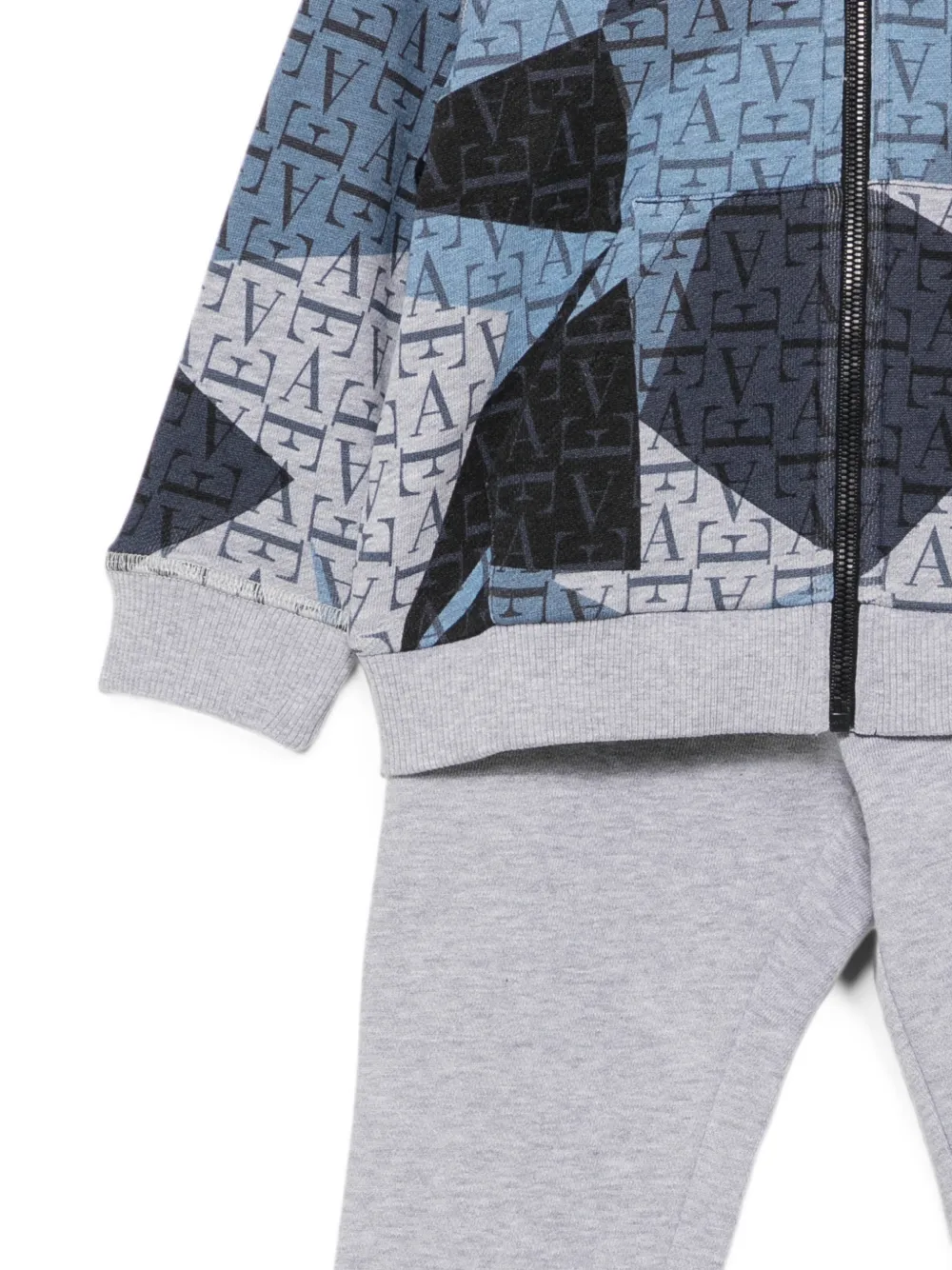 Emporio Armani Kids Trainingspak met capuchon en monogram-print Grijs