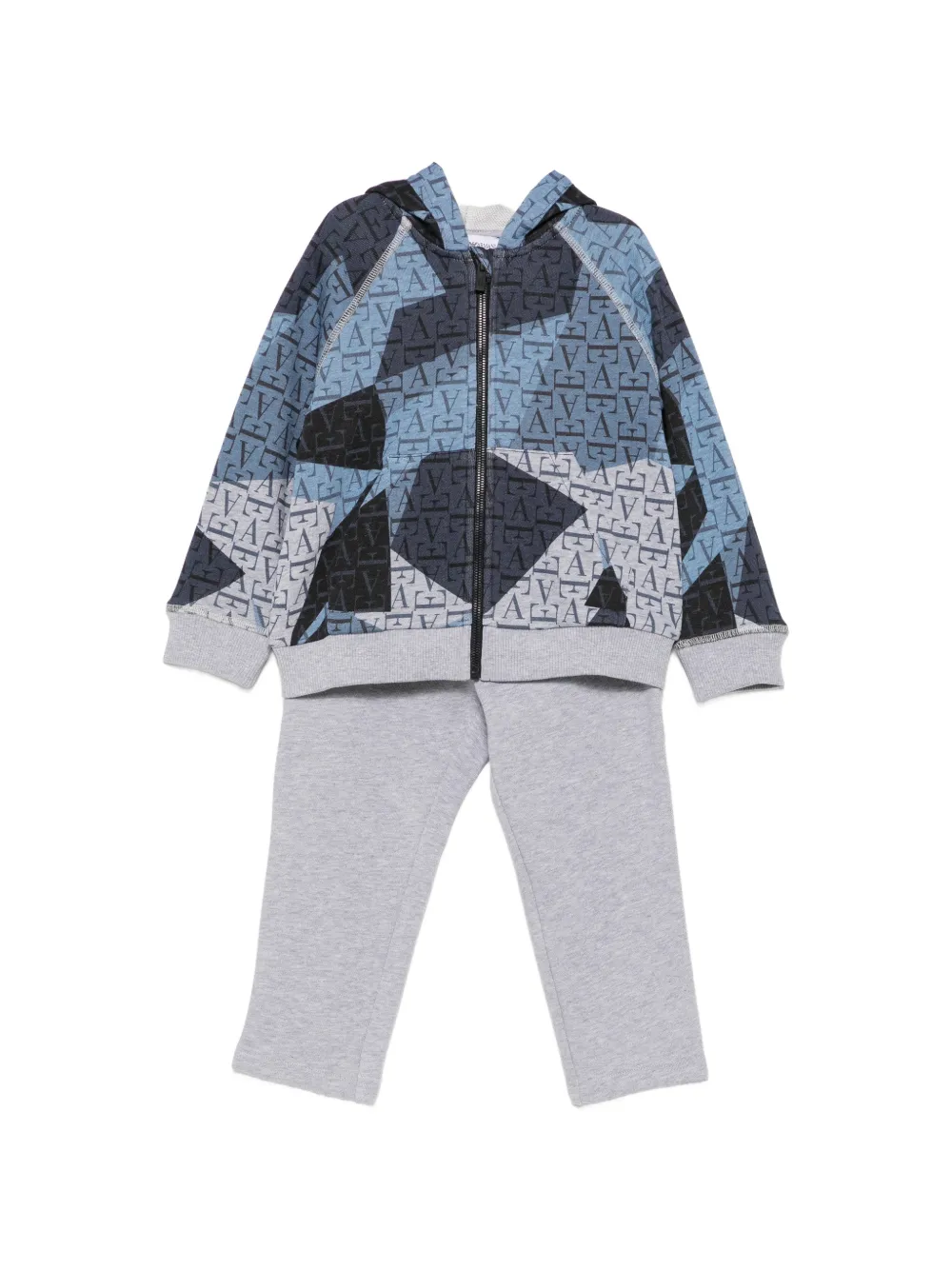 Emporio Armani Kids Tuta sportiva con stampa - Grigio