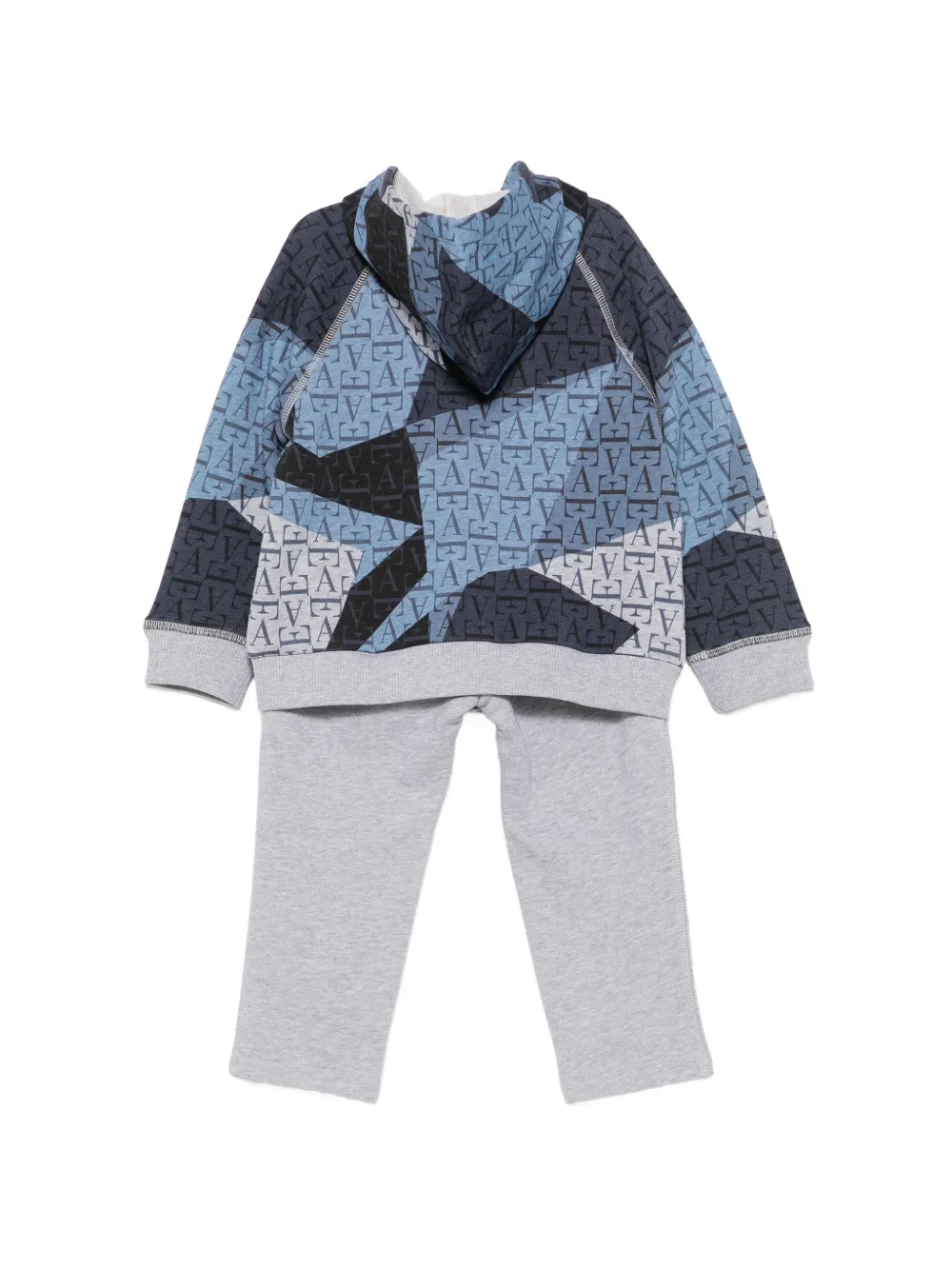 Emporio Armani Kids Trainingspak met capuchon en monogram-print Grijs