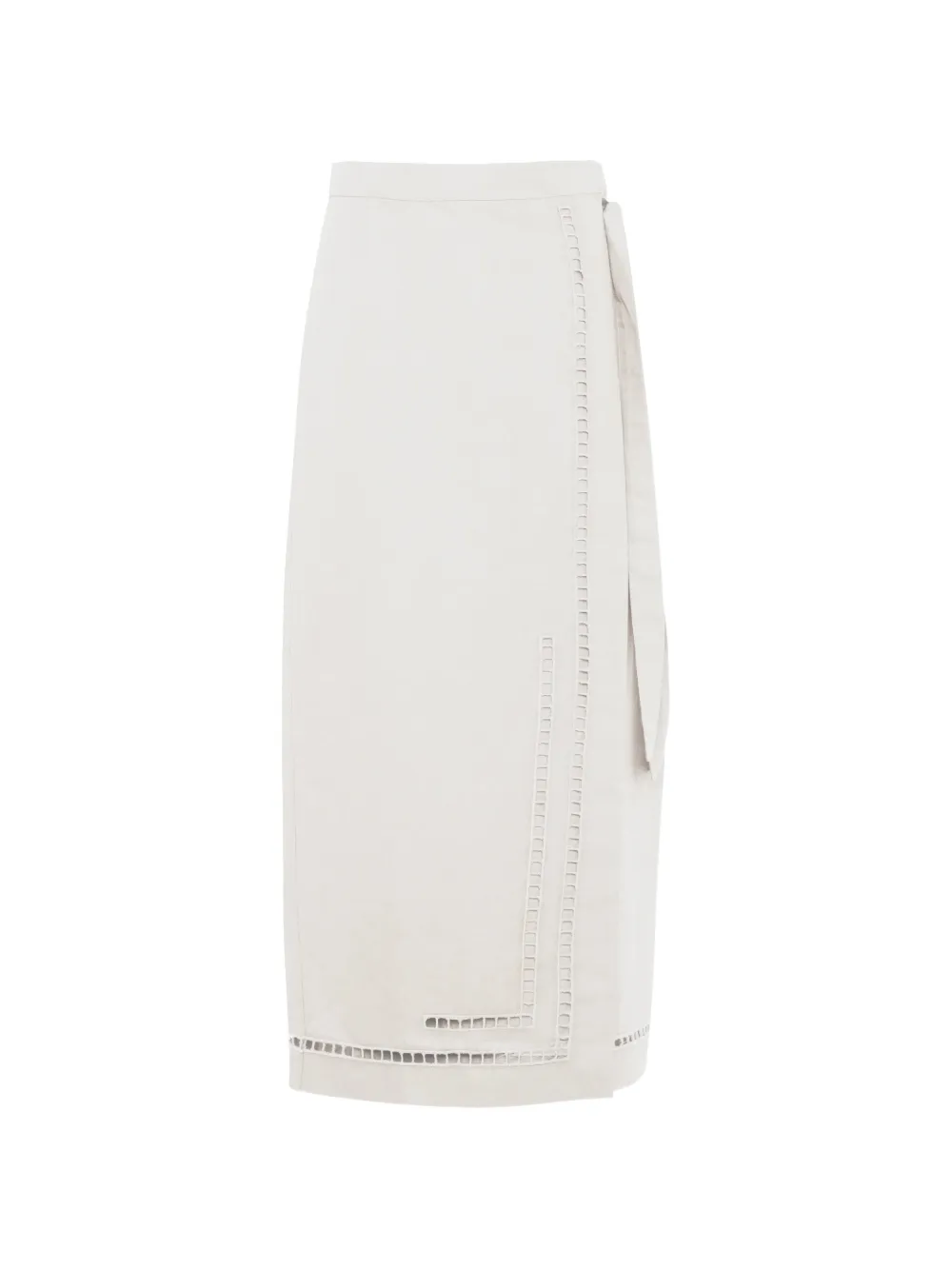 Tela embroidered wrap midi skirt
