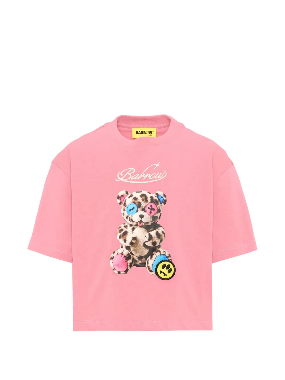 Barrow kids teddy-print logo-embroidered T-shirt - Rosa