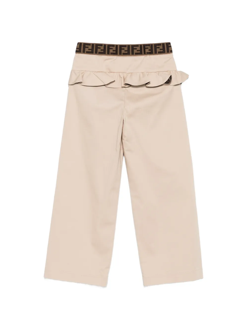 Fendi Kids Broek met ruches en logopatch Beige