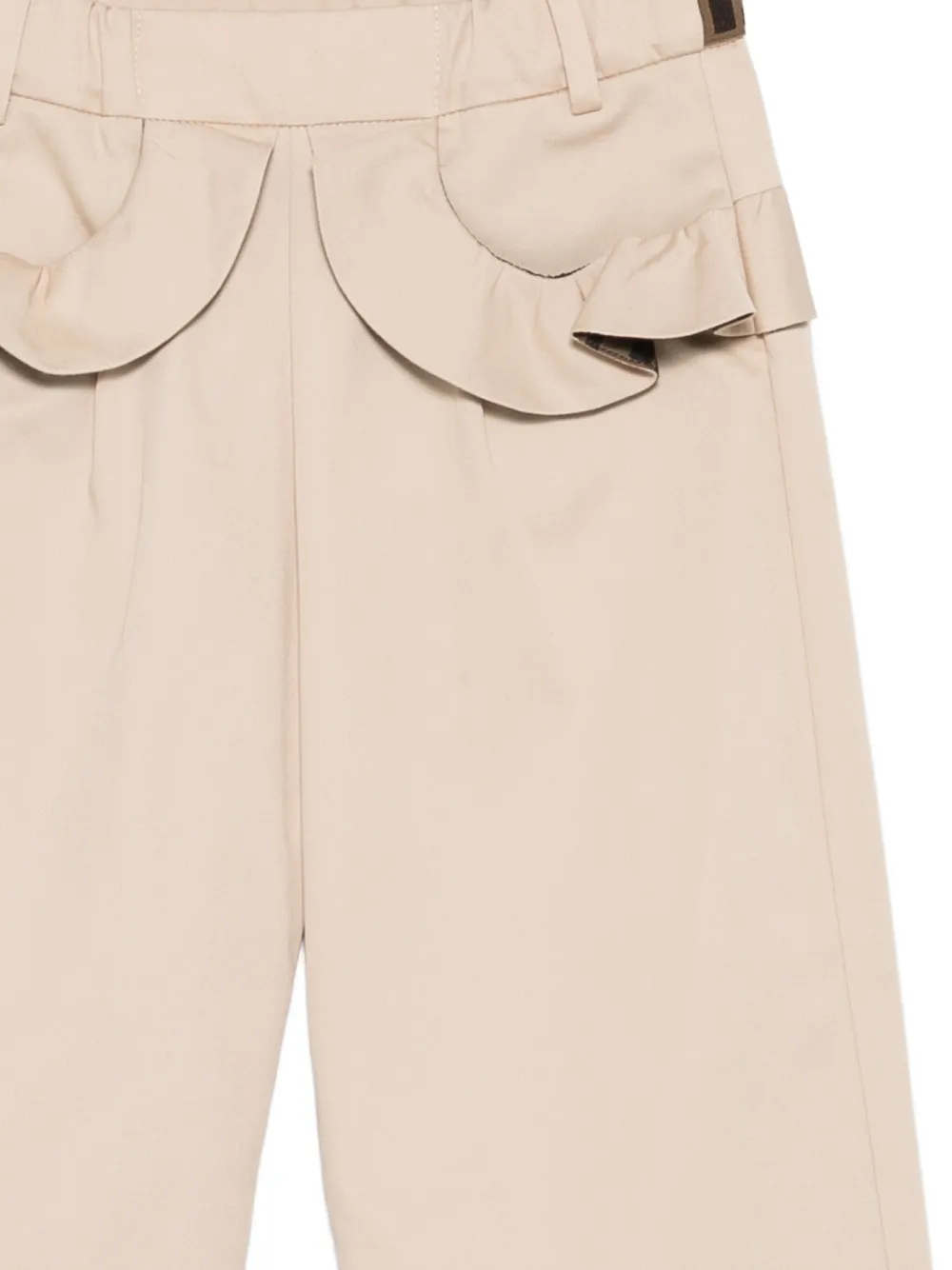 Fendi Kids Broek met ruches en logopatch Beige