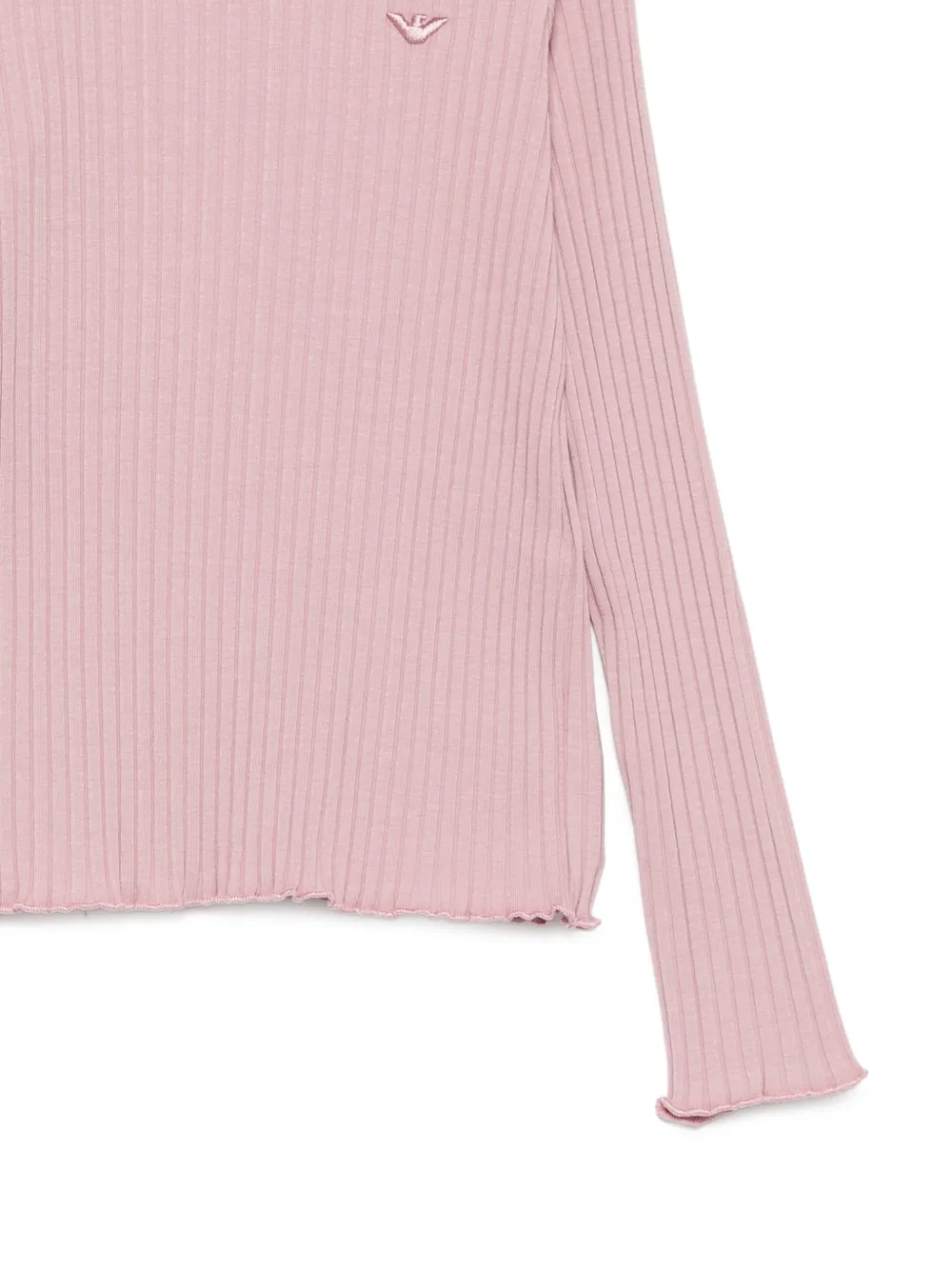 Emporio Armani Kids Geribbelde trui met ruches Roze