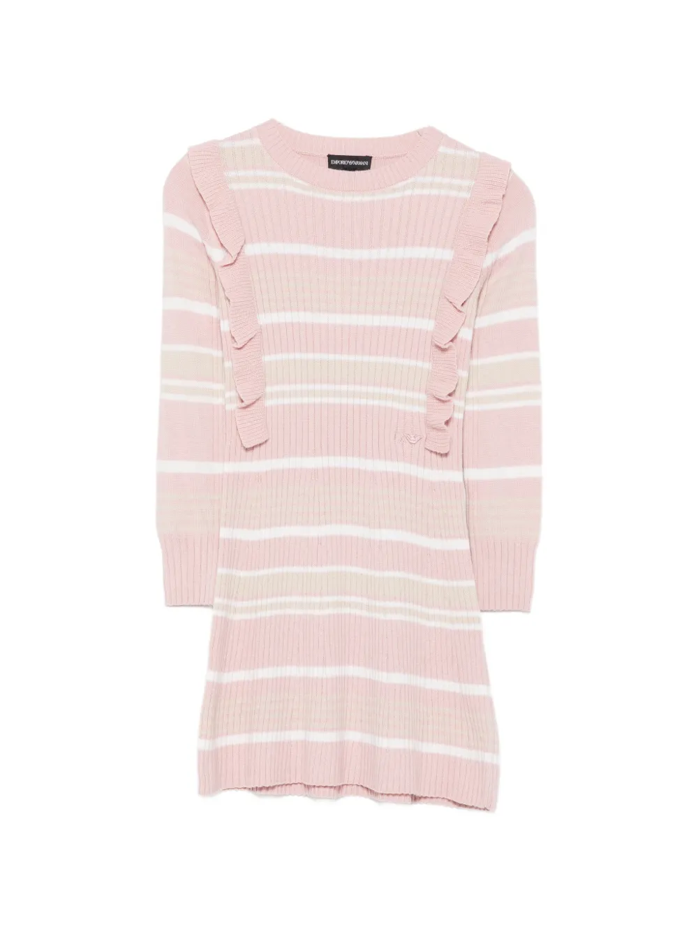 Emporio Armani Kids ruffled striped dress - Rosa