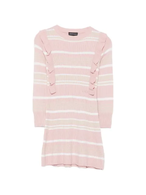 Emporio Armani Kids ruffled striped dress