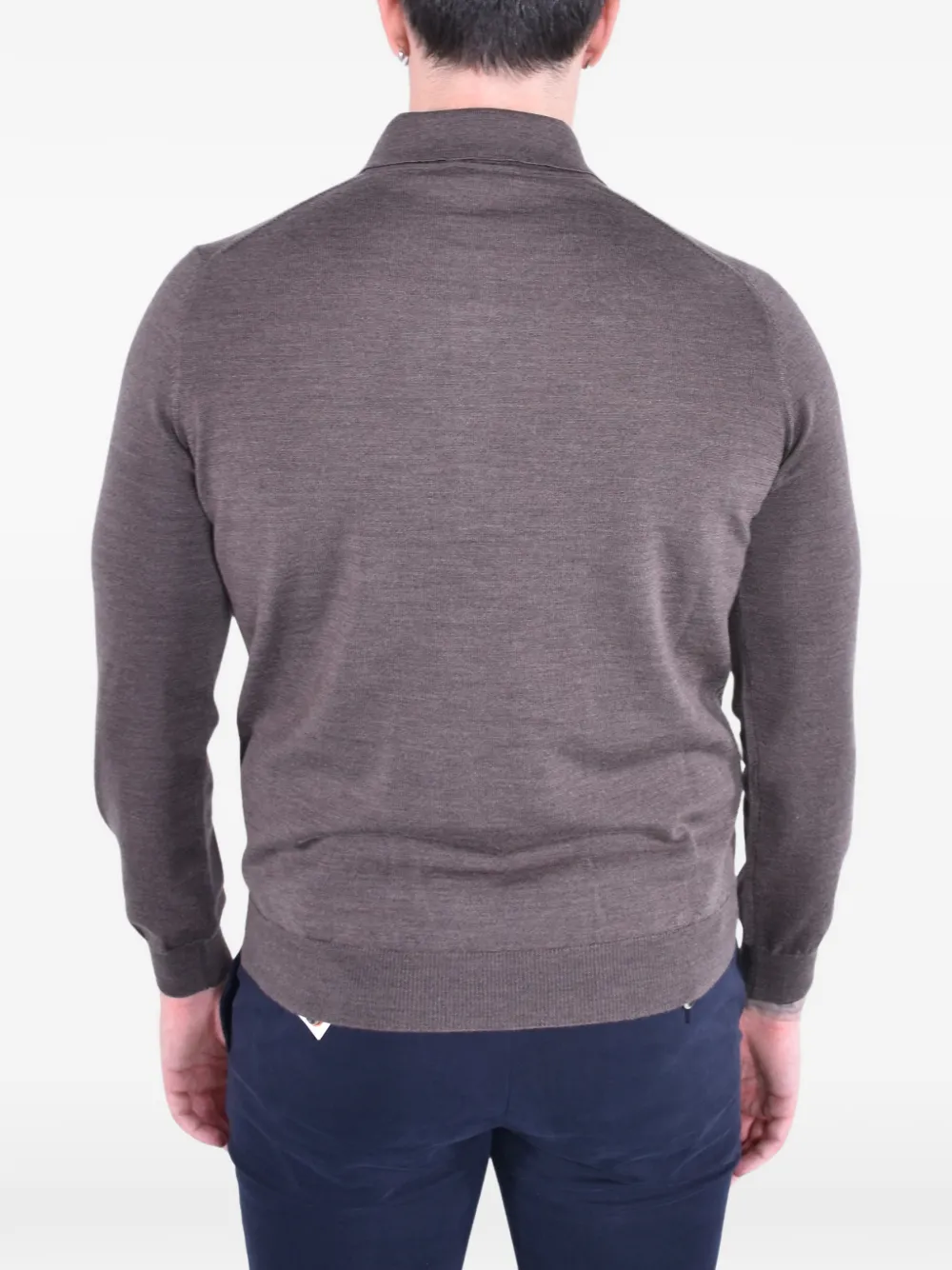 Kangra Fijngebreid poloshirt Bruin