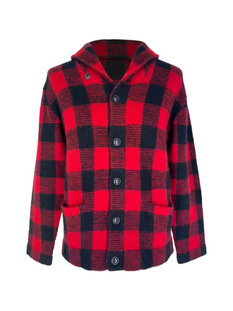 Ralph Lauren Vintage 2021 plaid leather-patch wool cardigan