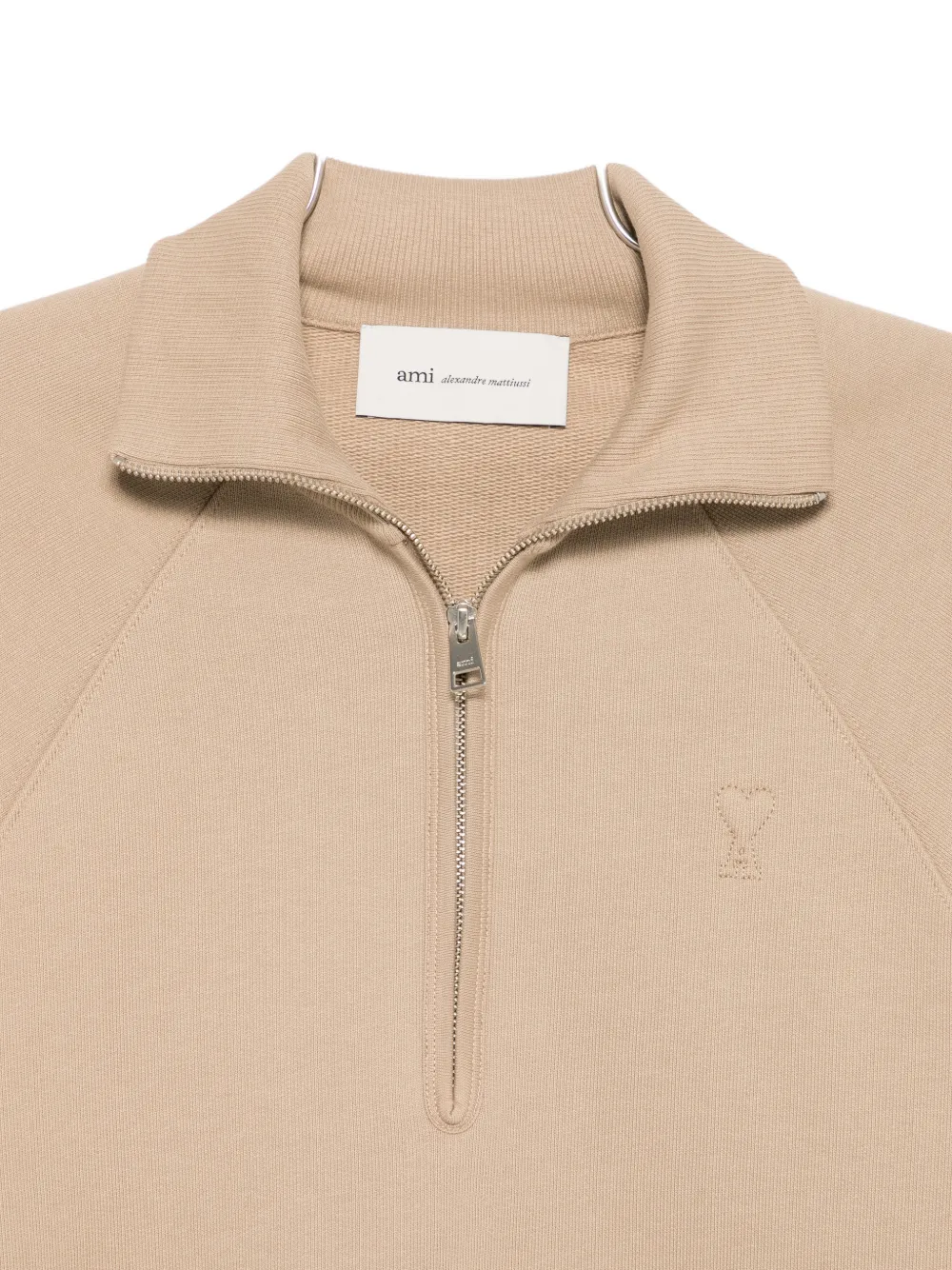 AMI Paris Sweater met raglan mouwen en kwartrits Beige