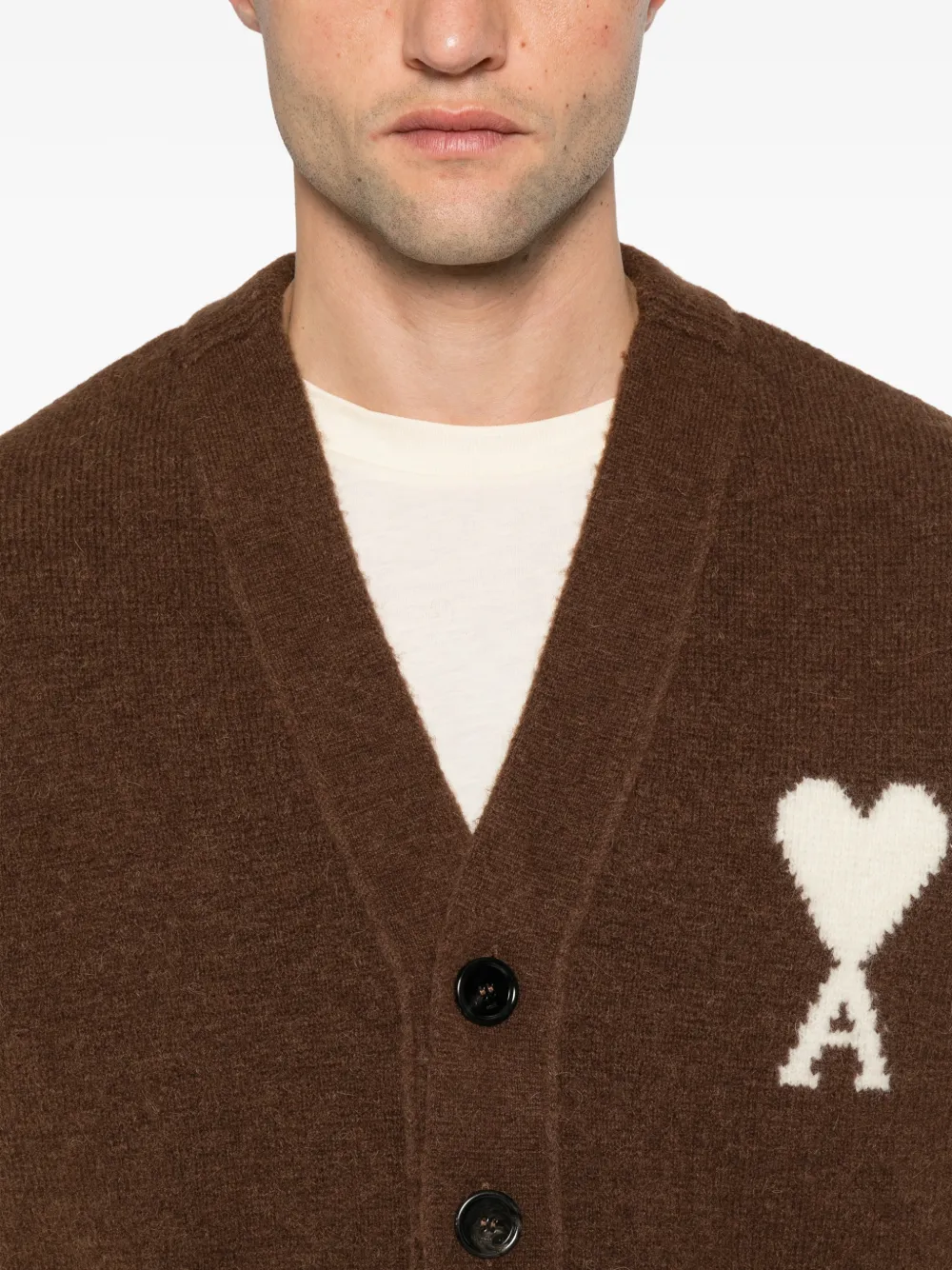 AMI Paris Vest met logo Bruin