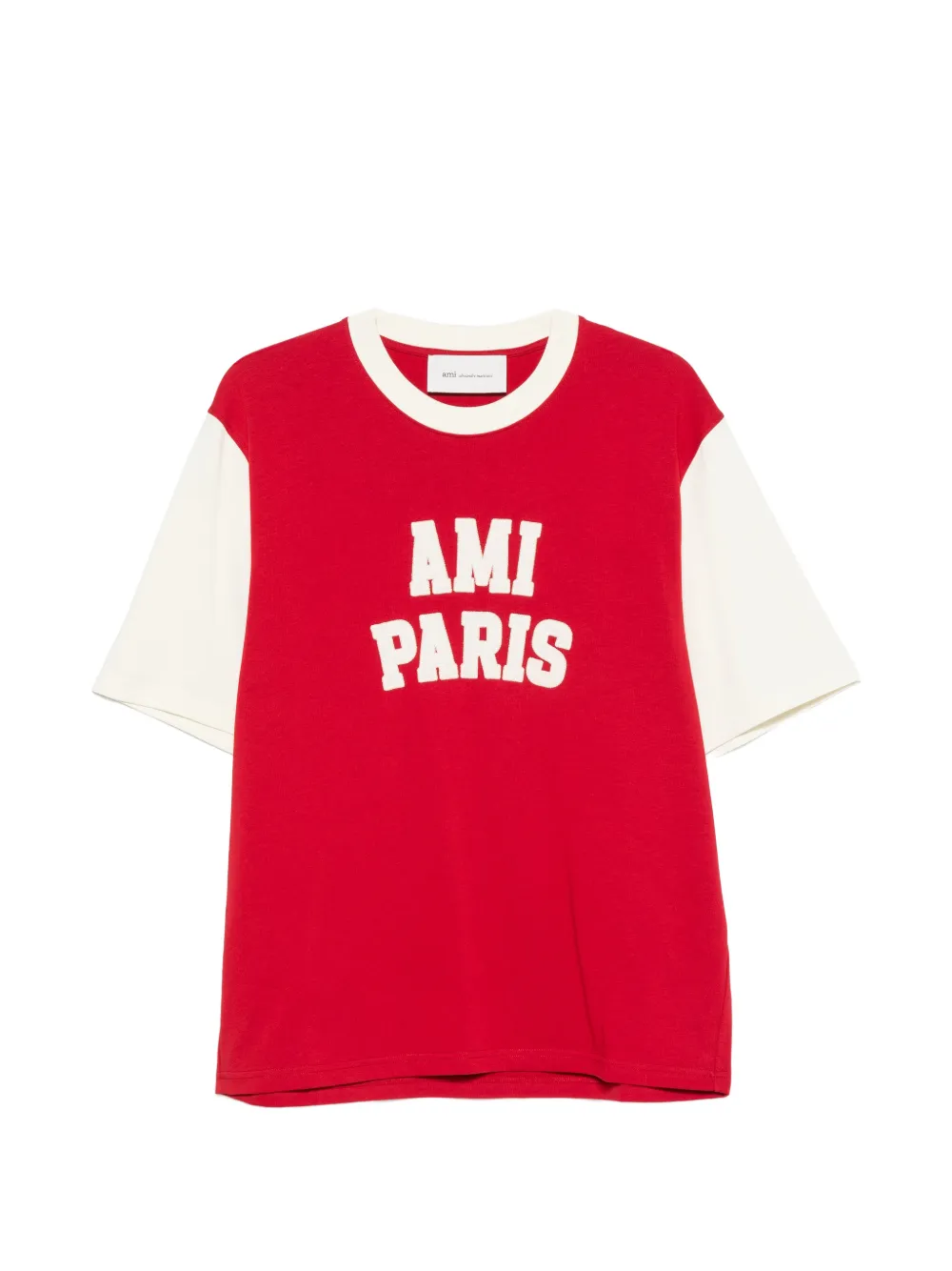 AMI Paris T-shirt met colourblocking en logoprint Rood