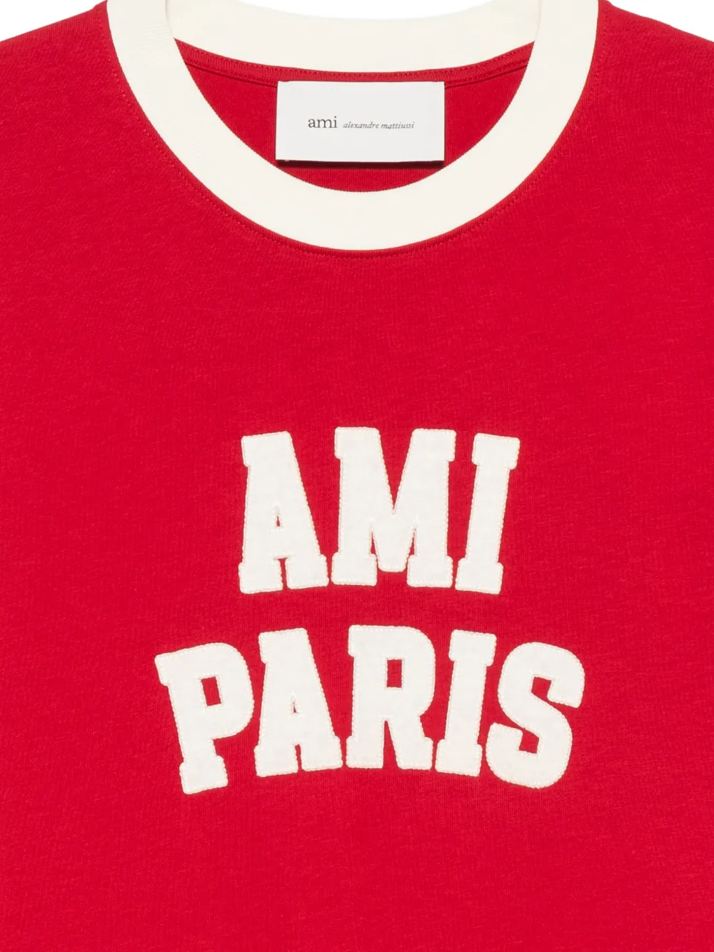 AMI Paris T-shirt met colourblocking en logoprint Rood