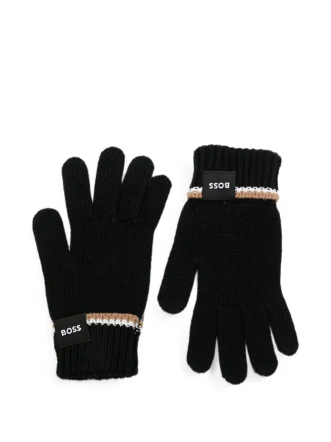 BOSS Kidswear logo-patch ribbed-cuff gloves