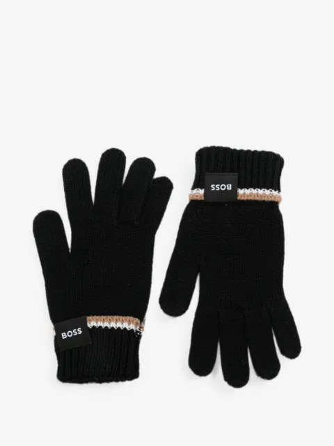 BOSS Kidswear logo-patch ribbed-cuff gloves