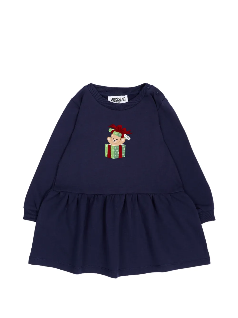 Moschino Kids Teddy Bear ruffled dress - Blu
