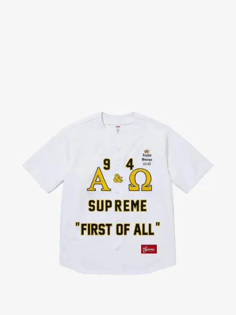 Supreme Alpha Omega baseball jersey shirt