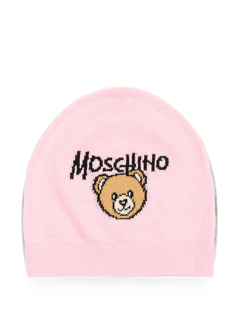 Moschino Kids Teddy Bear intarsia-knit beanie hat - Rosa
