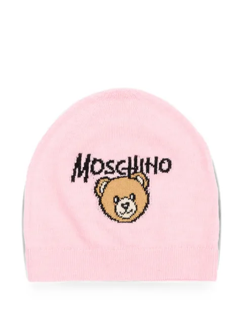 Moschino Kids Teddy Bear intarsia-knit beanie hat