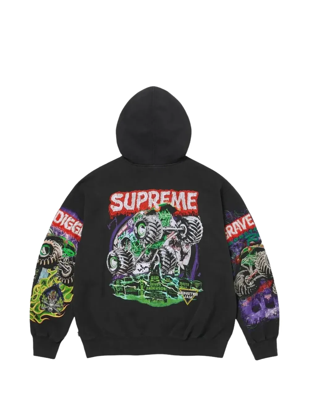 Supreme Monster Jam Grave Digger hoodie Zwart