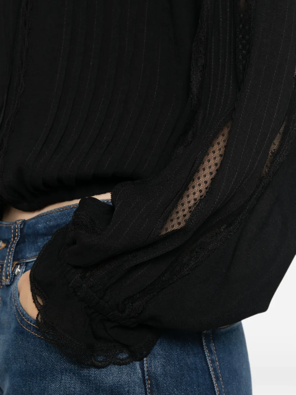 TWINSET Shirt met afwerking van kant Zwart