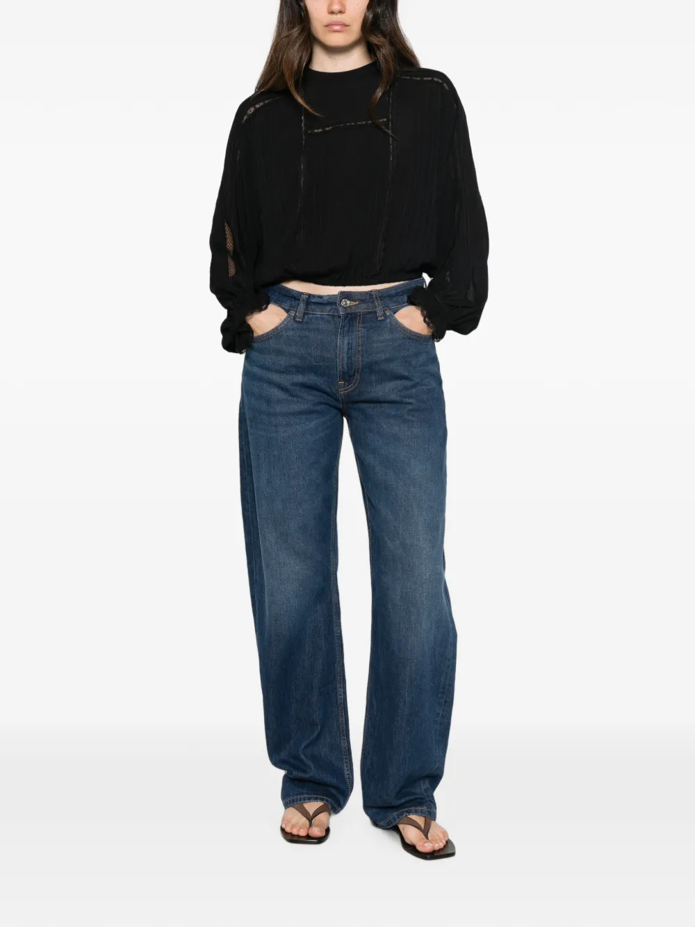 TWINSET Shirt met afwerking van kant Zwart