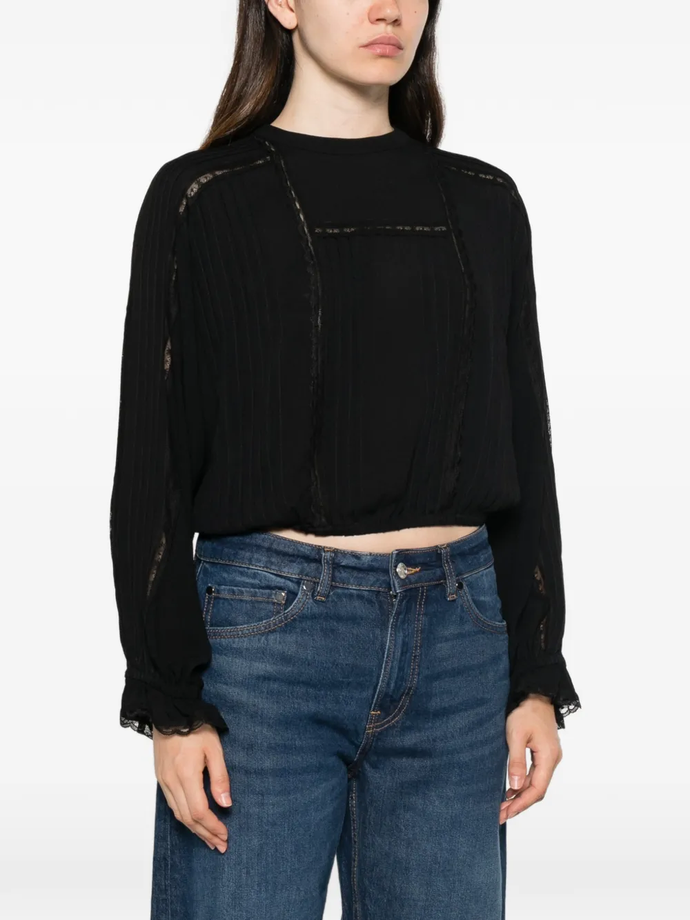 TWINSET Shirt met afwerking van kant Zwart