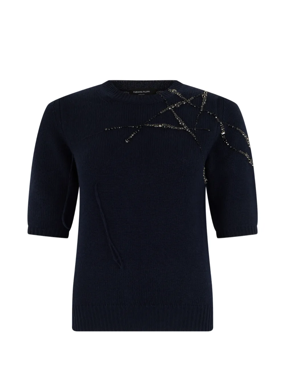 Fabiana Filippi Gauze bead-embellished short-sleeve sweater - Blau