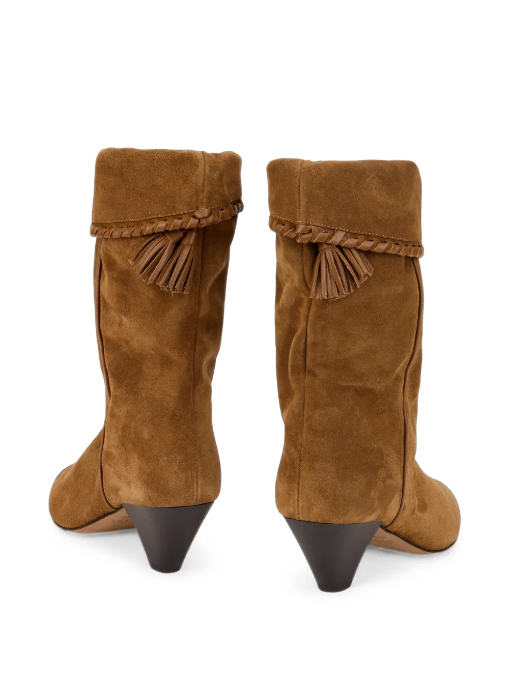 ISABEL MARANT Dalby tassel-detail braided-trim ankle boots Bruin