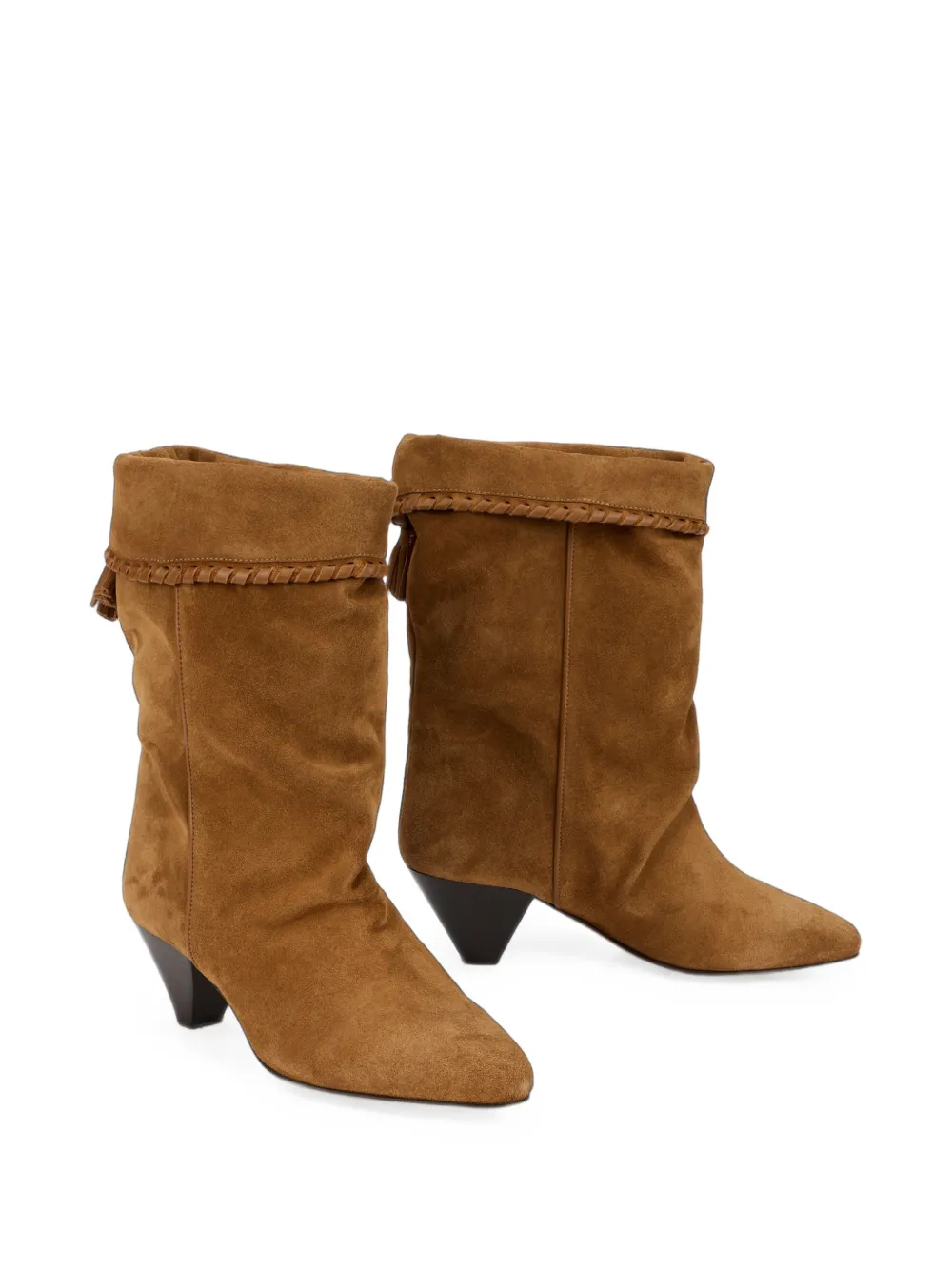 ISABEL MARANT Dalby tassel-detail braided-trim ankle boots Bruin
