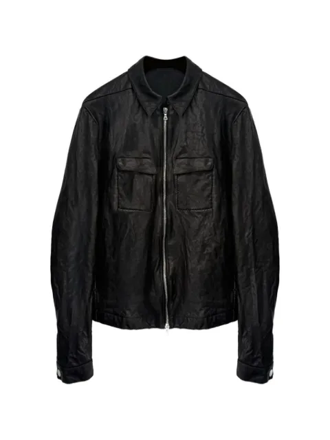 SAN263-1 embroidered leather jacket