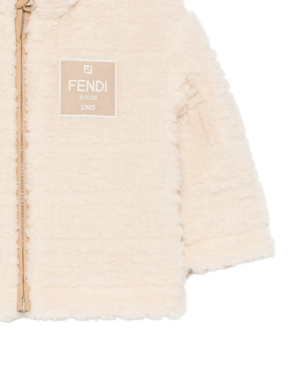Fendi Kids Teddy jack met logo-patch Beige