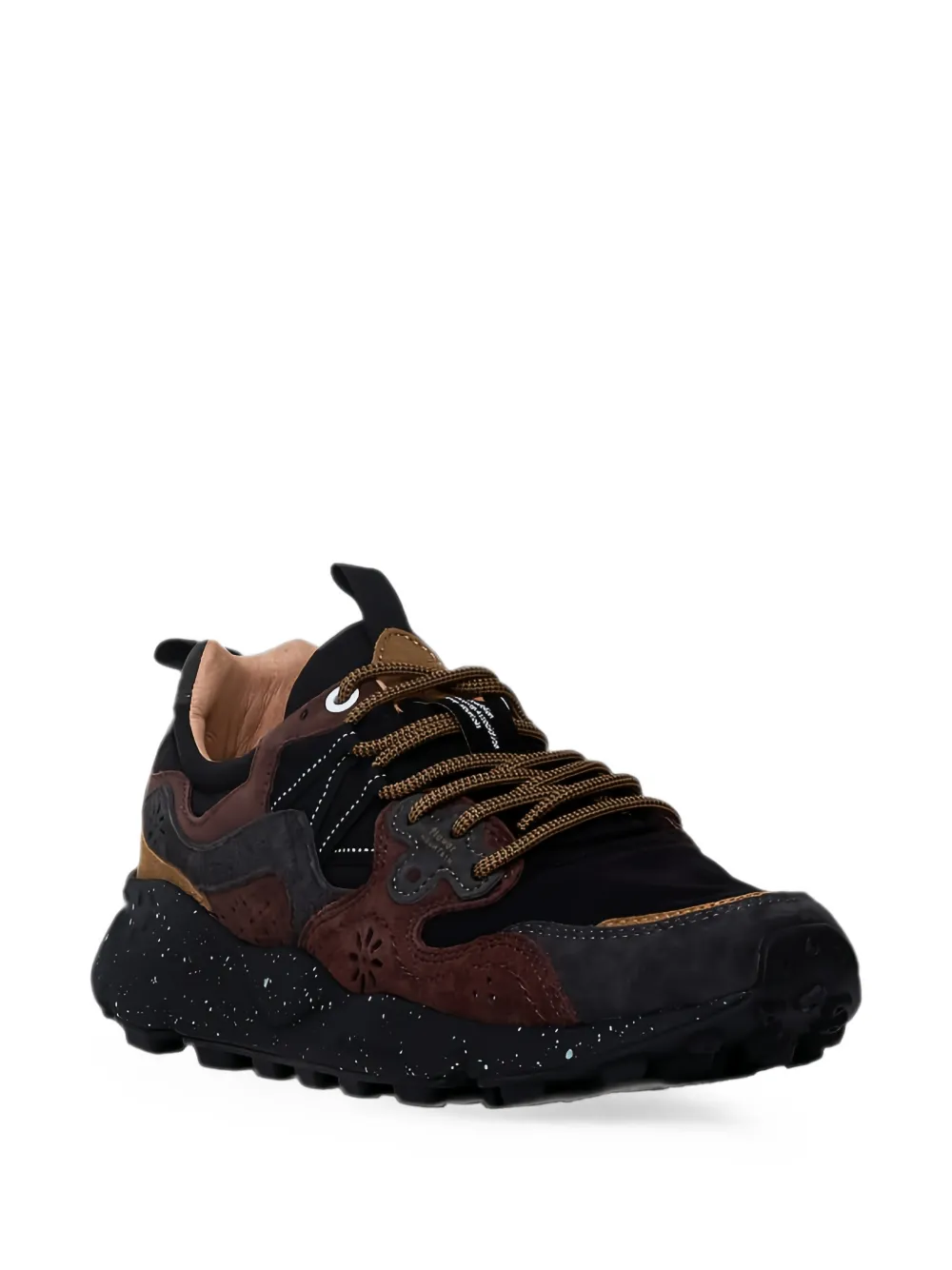 FLOWER MOUNTAIN panelled speckled-sole sneakers Zwart