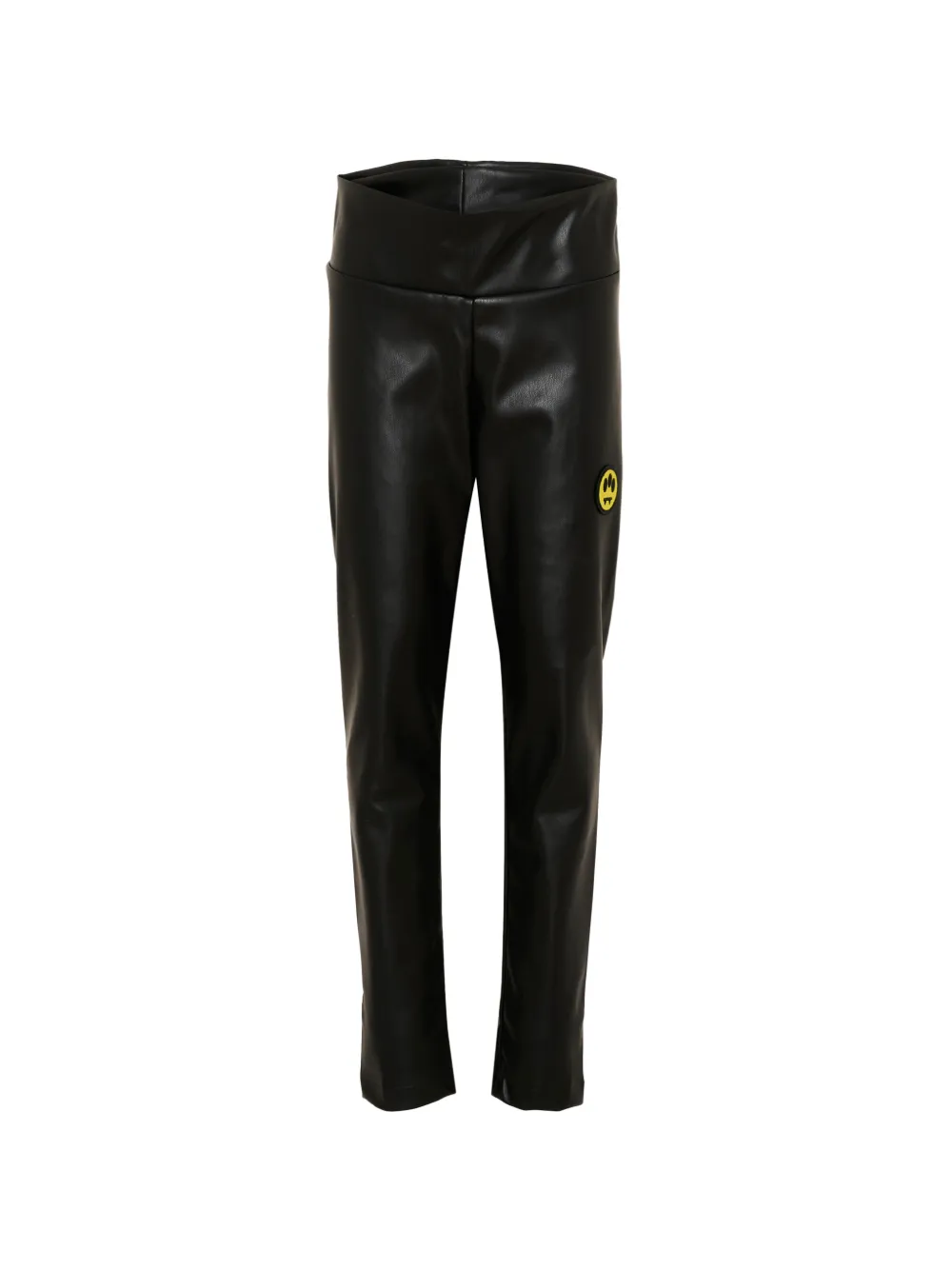 Barrow kids logo-patch faux-leather leggings - Nero